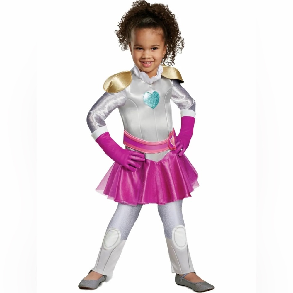 COPY - Girls Blue Glitter Heart Nella Princess Knight Halloween Jumpsuit Costum…